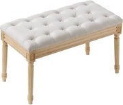 VEVOR gestoffeerde kaptafelbank 80 x 40 x 48 cm, rechthoekige kaptafel, poten van rubberhout, bedbank, halbank, krukbank, entreebank voor eetkamer, woonkamer, slaapkamer, hal, beige