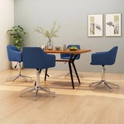 vidaXL Eetkamerstoelen draaibaar 4 st stof blauw