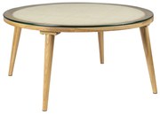 Ronde Salontafel Rotan Met Glasplaat - 70 X 70cm.