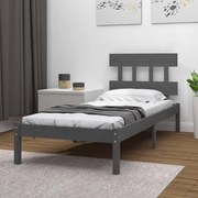 vidaXL Bedframe massief hout grijs 75x190 cm 2FT6 Small Single