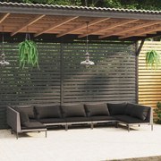 vidaXL 7-delige Loungeset met kussens poly rattan donkergrijs