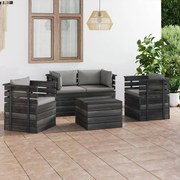 vidaXL 5-delige Loungeset met kussens pallet massief grenenhout