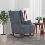 vidaXL Fauteuil met rubberwood schommelpoten fluweel donkergrijs