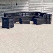 vidaXL 12-delige Loungeset pallet massief grenenhout donkergrijs