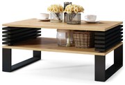 GOKEE artisanaal eik / zwart mat - moderne salontafel met legplank