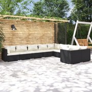 vidaXL 9-delige Loungeset met kussens poly rattan zwart