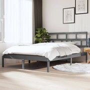 vidaXL Bedframe massief hout grijs 120x190 cm 4FT Small Double