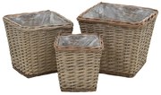 vidaXL Plantenbakken verhoogd 3 st wicker met PE-voering