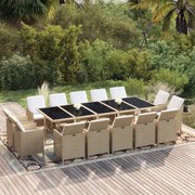 vidaXL 15-delige Tuinset met kussens poly rattan beige