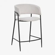 Nalon Hoge Gestoffeerde Kruk ↑65 Cm & Zwart & Stof Gebroken Wit - Sklum