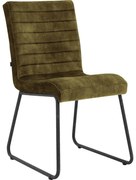 Goossens Eetkamerstoel Dax groen velvet stof leuning, urban industrieel