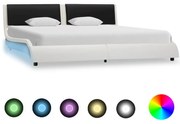 vidaXL Bedframe met LED kunstleer wit en zwart 160x200 cm