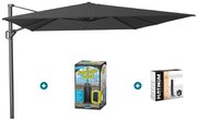 Platinum Challenger zweefparasol T1 Premium 4x3 m. - Faded Black - met ingraafvoet en hoes
