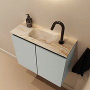 Mondiaz Ture DLux toiletmeubel 60cm greey met wastafel frappe midden met kraangat