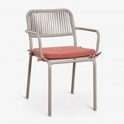 Stapelbare Set Van 4 Tuinstoelen Met Armleuningen In Gevlochten Touw Arhiza Mokka Bruin - Terracotta - Sklum