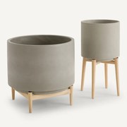 Bloempot op poot in hevea, H45cm, Florian