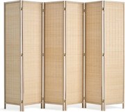 VEVOR 6-delig handgeweven bamboe privacyscherm, opvouwbare kamerverdeler met scharnieren, draagbare en vrijstaande kamerverdeler voor kamerverdeling, woonkamer, slaapkamer, natuurlijk
