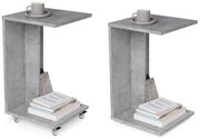 HUGO Millenium Beton - BIJZETTAFEL 2in1 OP WIELEN/POTEN - MOBIELE BIJZETTAFEL VOOR WOONKAMER/SLAAPKAMER/KINDERKAMER
