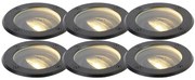 Set van 6 buiten grondspot zwart verstelbaar IP65 - Delux