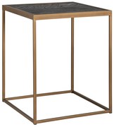 Richmond Interiors Blackbone Brass Visgraat Bijzettafel Zwart Met Messing - 50 X 50cm.