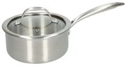 Steelpan met glazen deksel, 3-laags, rvs, PFAS-vrij, Ø16 cm