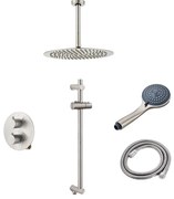 Saniclear Exclusive inbouw regendouche 20cm rond met plafondarm, 3 standen handdouche en glijstang RVS