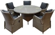 Bilbao Riccione dining tuinset 150 cm rond 6-delig grijs verstelbaar