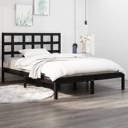 vidaXL Bedframe massief hout zwart 135x190 cm 4FT6 Double