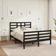 vidaXL Bedframe massief hout zwart 135x190 cm 4FT6 Double