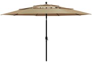 vidaXL Parasol 3-laags met aluminium paal 3,5 m taupe