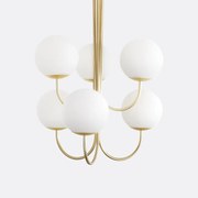 Hanglamp in messing en opaline glas, Moricio