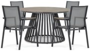 Tuinset Ronde Tuintafel 4 personen 125 cm Aluminium/textileen Grijs  Lifestyle Garden Furniture Fiora/Sorrento