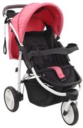 vidaXL Kinderwagen met 3 wielen roze en zwart