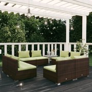 vidaXL 8-delige Loungeset met kussens poly rattan bruin