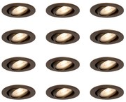 Set van 12 Moderne inbouwspots donker brons kantelbaar - Cisco Modern GU10 rond Binnenverlichting Lamp