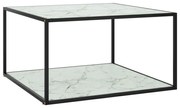 vidaXL Salontafel met wit marmerglas 90x90x50 cm zwart