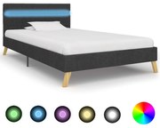 vidaXL Bedframe met LED stof donkergrijs 100x200 cm