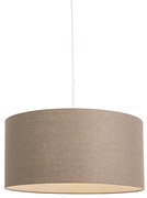 Stoffen Eettafel / Eetkamer Landelijke hanglamp wit met bruine kap 50 cm - Combi 1 Modern E27 rond Binnenverlichting Lamp