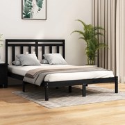 vidaXL Bedframe massief hout zwart 120x190 cm 4FT Small Double