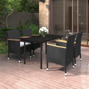 vidaXL 5-delige Tuinset met kussens poly rattan en glas