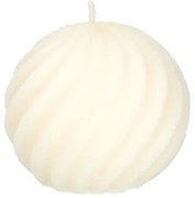 Kaars gedraaide bol, rustiek wit,Ø8 cm