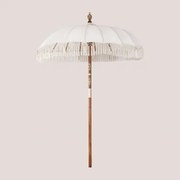 Parasol Ø186 Cm In Orongo-stof En Hout Gardenia Wit - Sklum