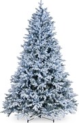 Snowy Hamilton kunstkerstboom - 213 cm - groen - Diameter 140 cm - 3.929 tips - 600 ledlampjes - besneeuwd - metalen voet