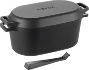 VEVOR geëmailleerde gietijzeren braadpan, 3,31 L braadpan voor het bakken van zuurdesembrood, robuuste kookpan met deksel en handgrepen, geschikt tot 260 °C, broodpan voor stoofschotels om te koken en te frituren