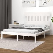 vidaXL Bedframe massief hout wit 135x190 cm 4FT6 Double