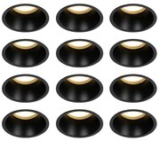 Set van 12 inbouwspots zwart GU10 70mm IP44 - Dept Modern GU10 rond Binnenverlichting Lamp