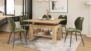 BRAVO artisan eiken – uitschuifbare en in hoogte verstelbare salontafel, tafel met plank