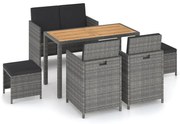 vidaXL 6-delige Tuinset poly rattan en acaciahout grijs