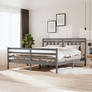 vidaXL Bedframe massief hout grijs 180x200 cm 6FT Super King