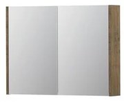 INK SPK1 Spiegelkast - 80x14x60cm - 2 deuren - dubbelzijdige Spiegel - schakelaar en stopcontact - MFC Naturel eiken 1110560